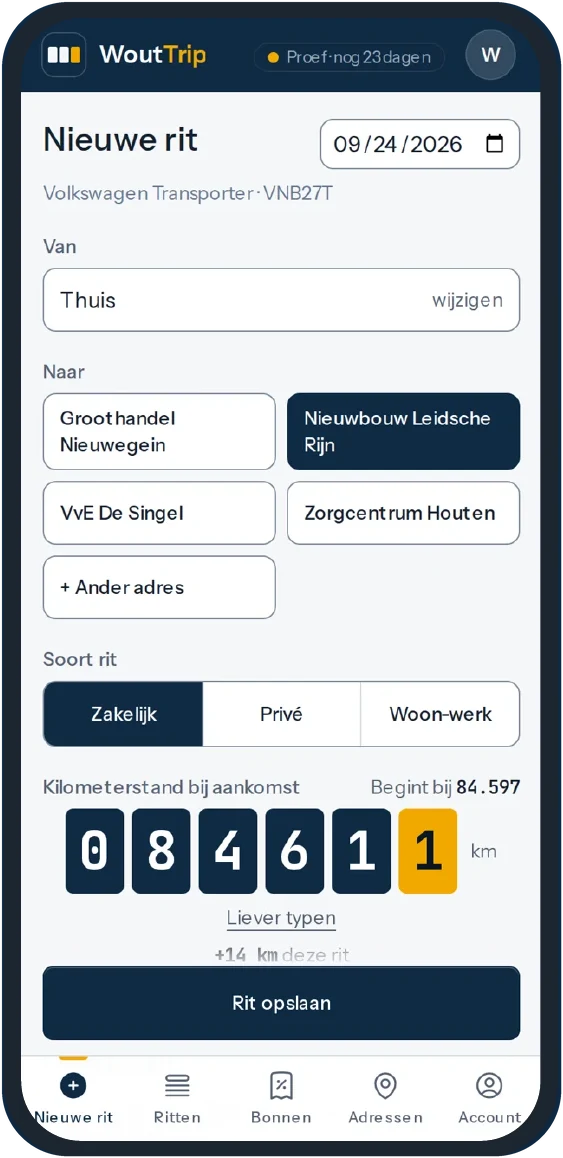 Scherm Nieuwe rit van WoutTrip